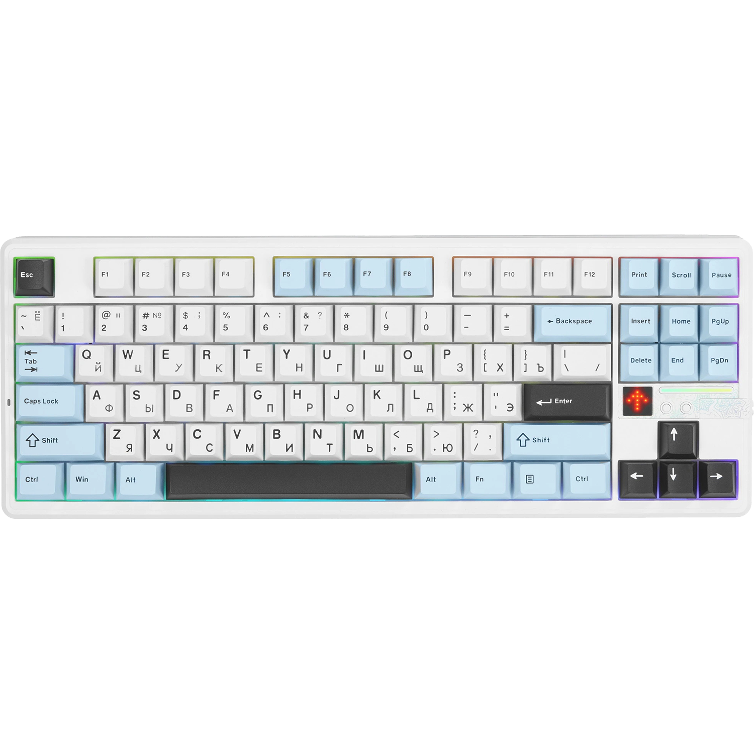 Игровая клавиатура / AULA F87Pro V2 (6978080506481) / Игровая клавиатура/ Беспроводная механическая клавиатура AULA F87Pro V2 Бело-сине-тёмно-пурпурный Star Vector свитчи РУС (Bluetooth, 2.4 Гц)