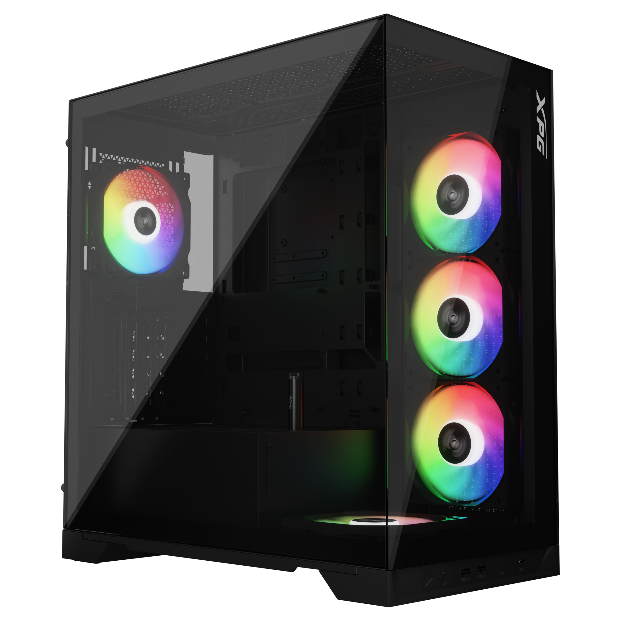 Корпус / ADATA XPG INVADER X BLACK (INVADERXMT-BKCWW) / Корпус XPG INVADER X BLACK (INVADERXMT-BKCWW) Mid-Tower Gaming ATX PC Case with Panoramic View, Tempered Glass Panels, and RGB Lighting Black