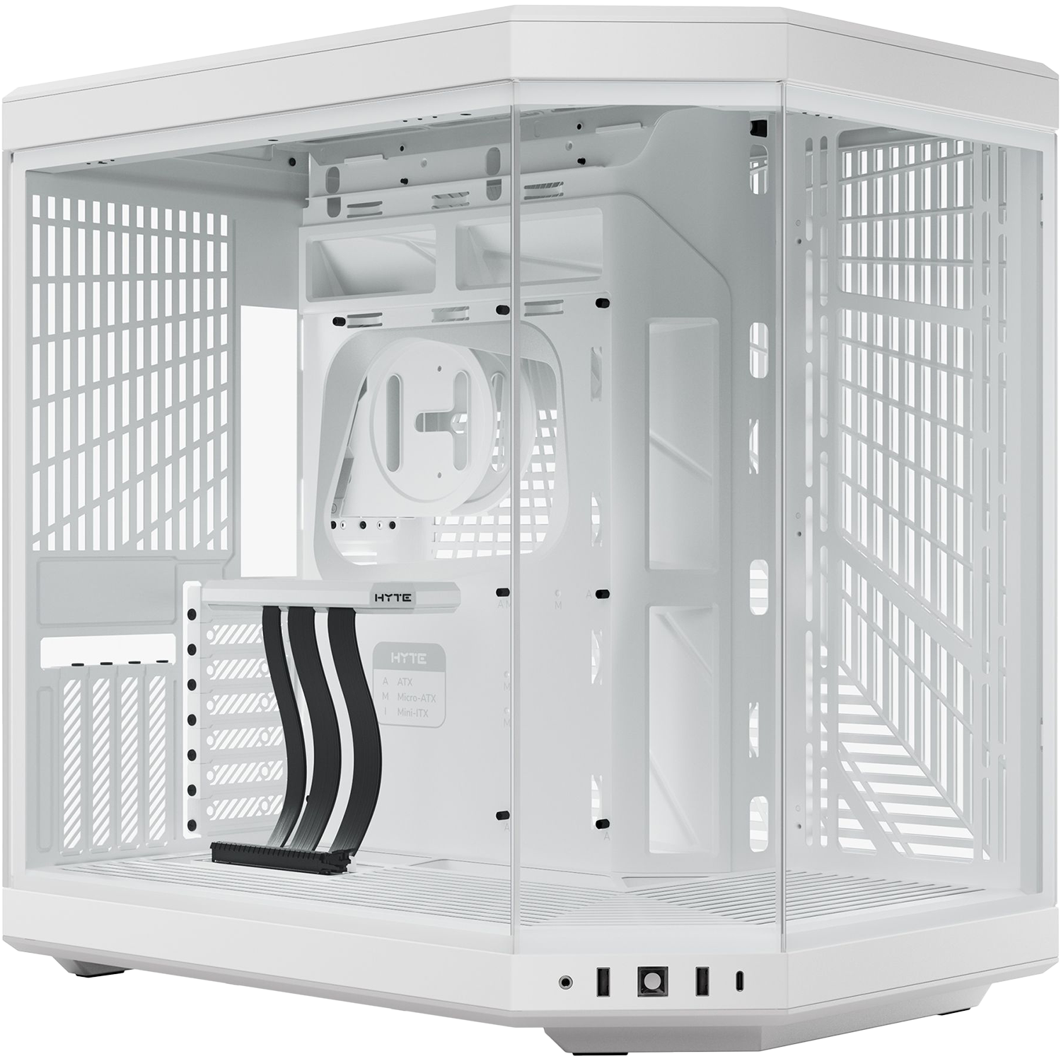 Корпус без блока питания / HYTE Y70 (CS-HYTE-Y70-WW) / Корпус без блока питания/ Case HYTE Y70, Midi-Tower, TG, no fans, 2xUSB-A 3.2, 1xUSB Type-C, E-ATX, ATX, mATX, mITX Snow White