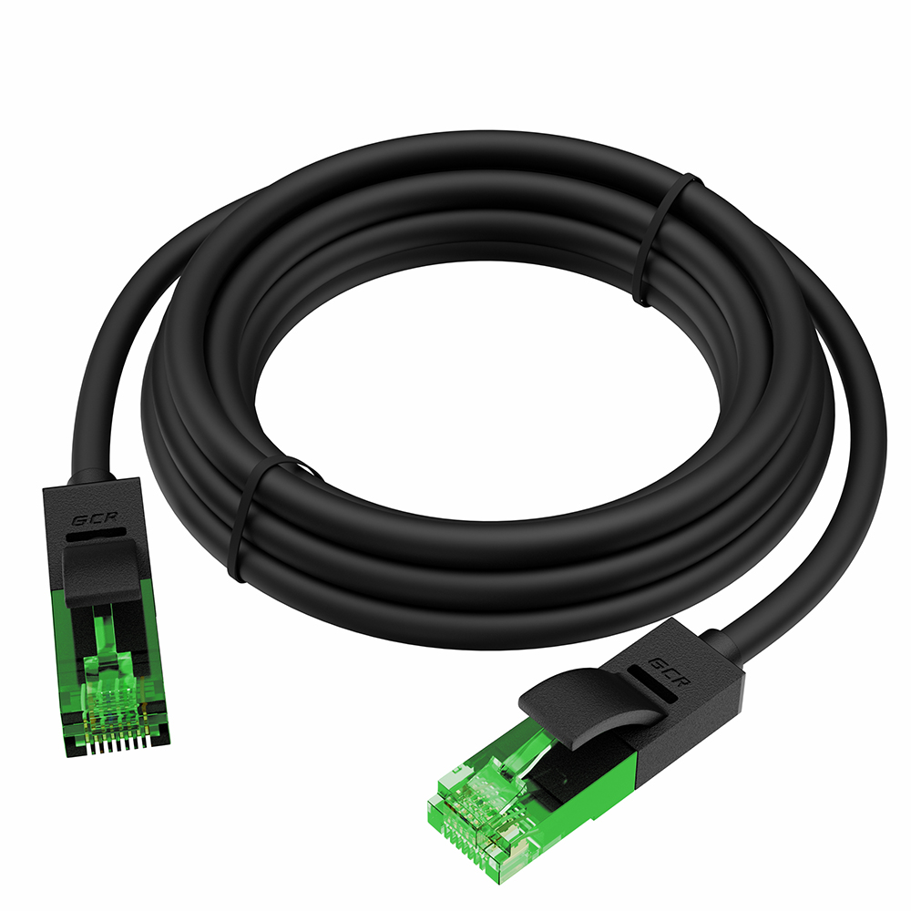 Кабель / GCR GCR-56819 / GCR Патч-корд прямой 2.0m UTP медь кат.5e, черный, 26 AWG, литой, ethernet high speed 1 Гбит/с, RJ45, T568B