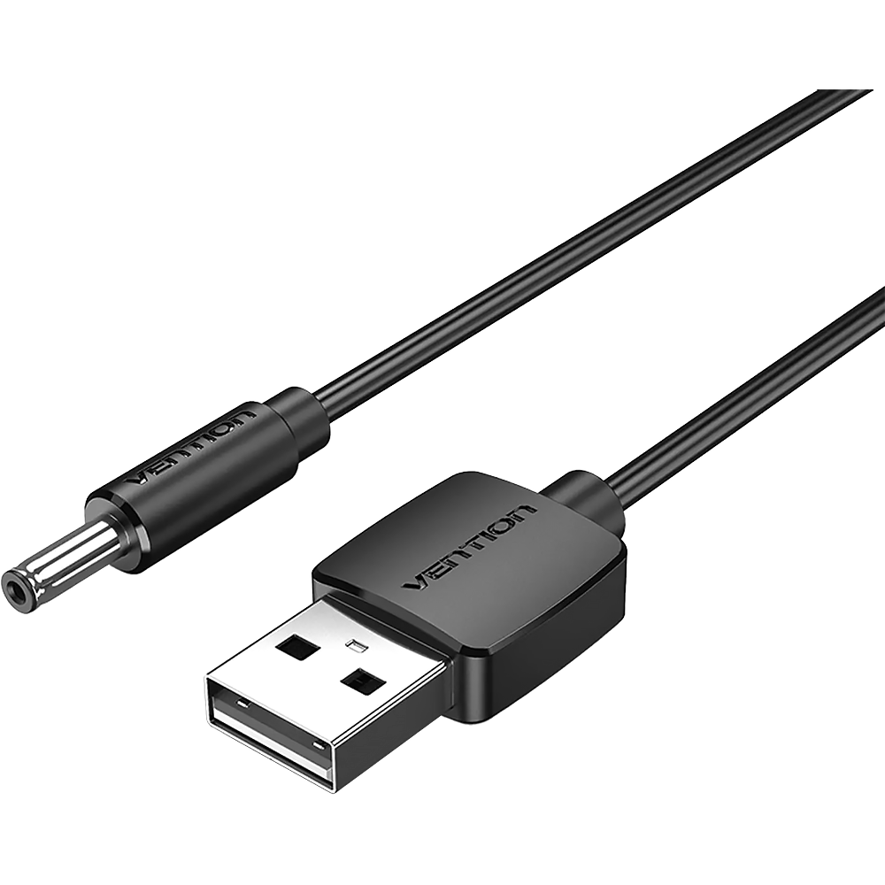 Кабель Vention USB AM/DC-jack 3.5мм M - 0.5м Чёрный / Кабель Vention 0.5 м (CEXBD) / Кабель Vention USB AM/DC-jack 3.5мм M - 0.5м Чёрный