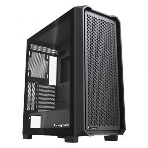 Корпус без блока питания / HSPD F750-TGBK / Корпус без блока питания/ Case HSPD F750, Mesh Mid Tower, Black, TG, 0.6 SPCC, no fans, ATX, mATX, mITX 160/405/160mm 3x2.5", 2x3.5", 7xPCI 1xUSB-A 3.0, 2xUSB-A 2.0 450x210x482mm