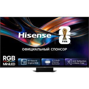 Телевизор RGB Mini-LED 85`` Hisense / Hisense 85UR9S / Телевизор RGB Mini-LED 85`` Hisense/ 85", Ultra HD, VA, Local Dimming Zones 1320, 4K 48-180Hz, 2K 48-330Hz, Smart TV (HomeOS U9.5), Wi-Fi, DVB-T2/T/C/S2/S, HDR 10+, Dolby Vision, Dolby Atmos, Bluetooth, 4.1.2 CH, 215W(Main)+210W(Surround)+20W(Subwoofer)+210W(Sky), 800 nits, 80001, DP(Type-C), CI+(1.4), 4хHDMI, 2хUSB, FreeSync Premium PRO, 180Hz Game Mode Pro, Charcoal grey, 2026
