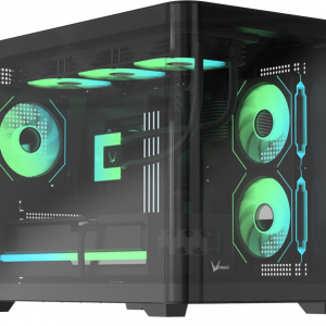 Formula V Line Crystal U2M Floe Black, MATX, TYPE-C*1, USB3.0*1, Curved Glass, SIDE 2x FLOE ARGB, REAR 1x FLOE ARGB