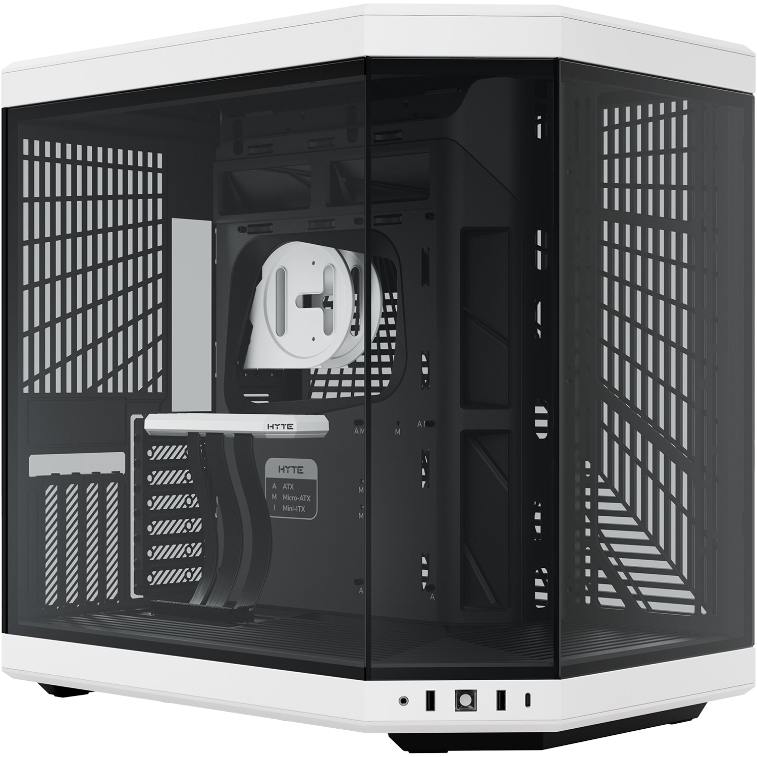 Корпус без блока питания / HYTE Y70 (CS-HYTE-Y70-BW) / Корпус без блока питания/ Case HYTE Y70, Midi-Tower, TG, no fans, 2xUSB-A 3.2, 1xUSB Type-C, E-ATX, ATX, mATX, mITX Black Panda