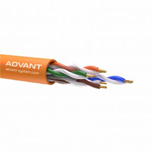 Кабель витая пара, неэкранированная U/UTP, категория 6, 4 пары (23 AWG), одножильный (solid), с разделителем, –20°C – +75°C, Цвет оранжевый, оболочка LSZH. Соответствует стандарту пожарной безопасности IEC-60332-3-24. / Advant ADV6-U23LO (305m) / Кабель витая пара, неэкранированная U/UTP, категория 6, 4 пары (23 AWG), одножильный (solid), с разделителем, –20°C – +75°C, Цвет оранжевый, оболочка LSZH. Соответствует стандарту пожарной безопасности IEC-60332-3-24.