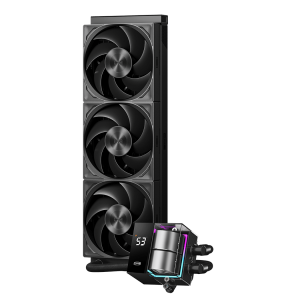 Система охлаждения / PCCooler DS360 Pro Digital BK / Система охлаждения/ Water Cooling System PCCooler DS360 Pro Digital BK (310W, 360mm, LED temp., Black, Fans 3x120mm, 66CFM, 34.3dBA, 2200RPM/ Pump height 85mm, 15dBA, 2600RPM, Rad thickness 27mm/ S 1851, 1700, 1200, 115X, 20XX, AM5, AM4)