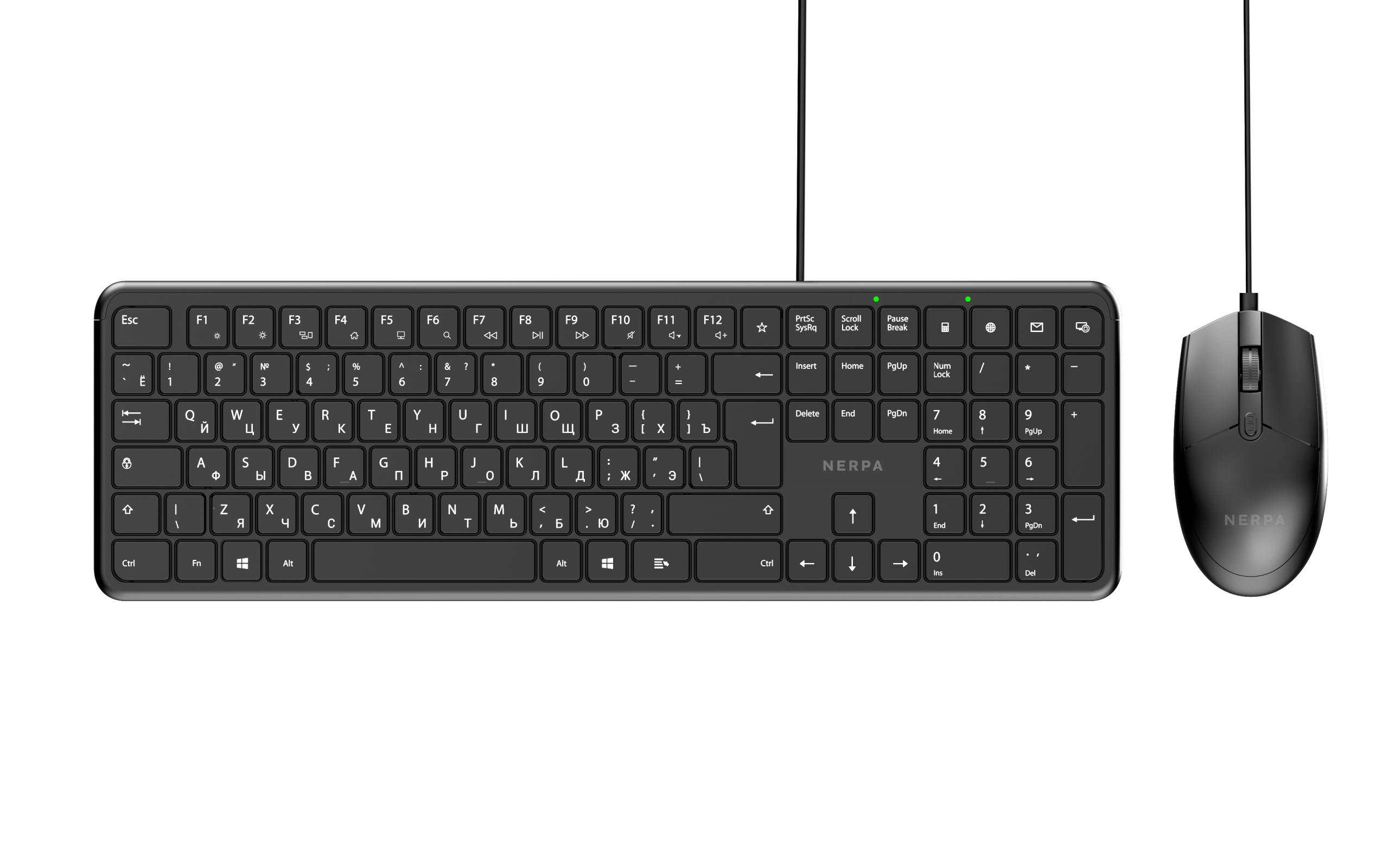 Комплект клавиатура+мышь / NERPA KG100 (NRP-KG100-W-BLK) / Комплект клавиатура+мышь/ Комплект клавиатура+мышь NERPA KG100, проводной, 110 кл, 1000DPI, 1.8м, черный