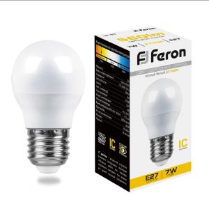 Лампа светодиодная / FERON 25481 / Лампа светодиодная/ Лампа светодиодная LED 7вт Е27 теплый шар