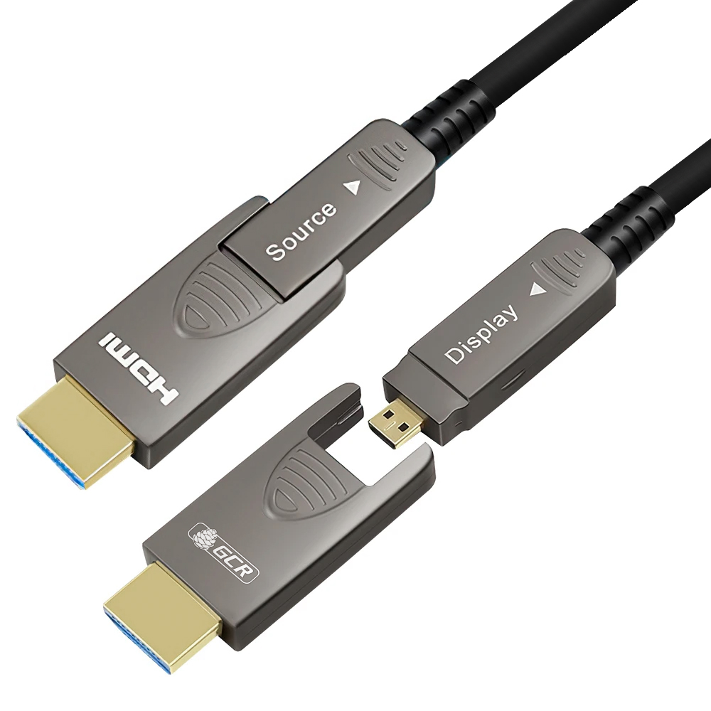 Кабель / GCR GCR-57755 / GCR AOC Кабель 100.0m оптический HDMI 2.1 8K 60Гц, съемный HDMI + Micro HDMI, 48 Гбит/с