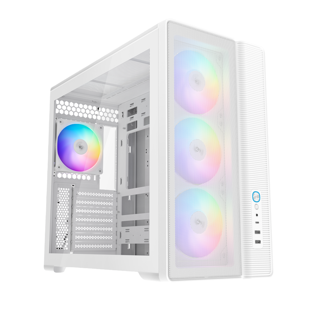 Корпус ПК без блока питания / SAMA S50-WHAGA4X1-GL / Корпус ПК без блока питания/ Case SAMA S50 White, Midi-Tower, TG, 4x120mm ARGB, 2xUSB 3.0 + 1xUSB 3.2 Type-C, ATX, mATX, mITX White