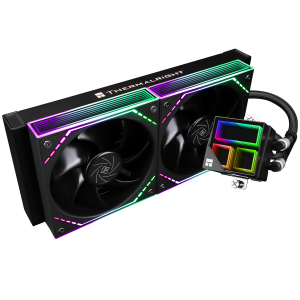 Водяное охлаждение для процессора / Thermalright Frozen Infinity 240 ARGB Black (F-INFINITY-BL-240) / Водяное охлаждение для процессора/ Water Cooling System Thermalright Frozen Infinity 240 (240mm, Black, ARGB/ Fans 2x120mm, 68.9CFM, 28.2dBA, 2000RPM/ Pump height 60mm, Rad thickness 27mm/ S 1700, 1200, 1851, 115X, AM5, AM4)