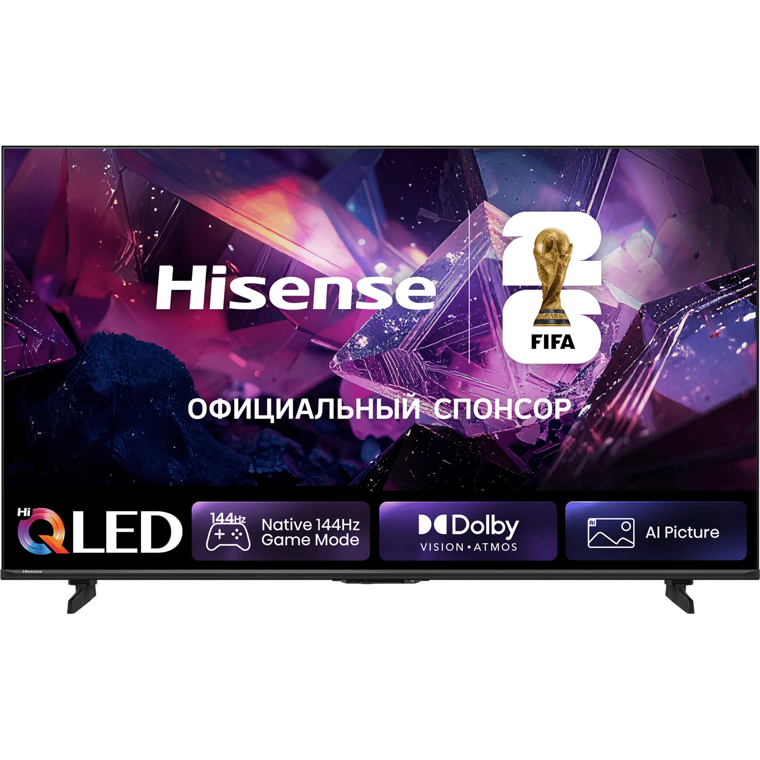 Телевизор ЖК 55`` Hisense / Hisense 55E7S PRO RU / Телевизор ЖК 55`` Hisense/ 55", QLED, Ultra HD, VA, QLED DLED, 4K 48-144Hz VRR, 2K 48-240Hz VRR, Smart TV (HomeOS U9), Wi-Fi, DVB-T2/T/C/S2/S, FreeSync Premium, 2.0Ch 2х10W, 350nits, 38001, CI+(1.4), 4хHDMI, 2хUSB, Charcoal grey, 2026