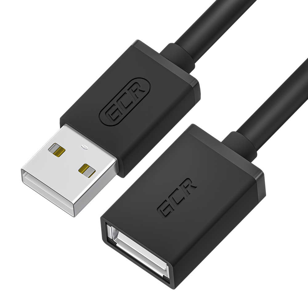 Удлинитель / GCR GCR-57651 / GCR PRO Удлинитель 3.0m USB 2.0 AM/AF, черный, 28/24 AWG, медь, заземление, морозостойкий