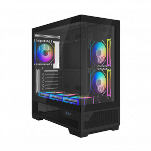 Корпус ПК без блока питания / SAMA V43-BKADA6X1-GL / Корпус ПК без блока питания/ Case SAMA V43 Black, Midi-Tower, TG, 6x120mm ARGB, 2xUSB 3.0 + 1xUSB 3.2 Type-C, ATX, mATX, mITX Black