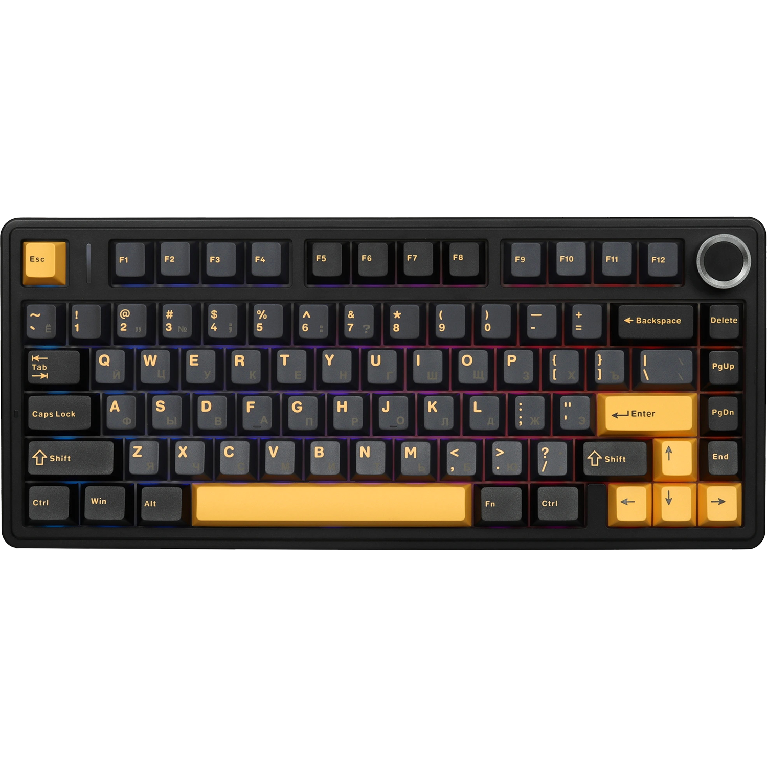 Игровая клавиатура / AULA F75 (6948391296913) / Игровая клавиатура/ Беспроводная механическая клавиатура AULA F75 Чёрно-тёмно-сине-оранжевый зеленые Reaper свитчи (Bluetooth, 2.4 Гц)