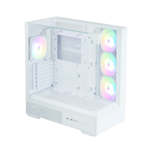 ZALMAN P40 Prism Plus, ATX, WHITE, WINDOW, 3xCombo (3.5`` or 2.5"), 1xUSB TYPE-C, 2xUSB3.0, SIDE 3x120mm ARGB, REAR 1x120mm ARGB