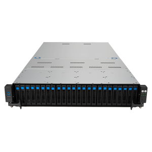 ASUS RS720A-E12-RS24U 2U, 2x AMD SP5(up to 400w), 24x DDR5(4800), 24x 2,5(16NVMe + 8NVMe/SATA/SAS*), 2xM.2 slot 2280, 6x PCIe Gen5 x8 or 3x PCIe Gen5 x16, up to 3 dual-slot GPUs, 2x10Gbe RJ45, 2x2600W