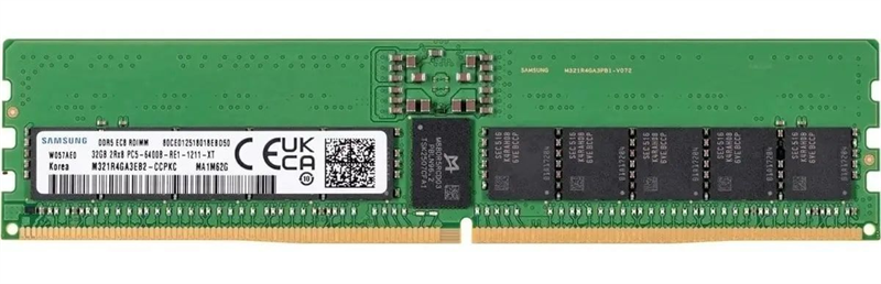 Samsung DDR5 32GB RDIMM 6400 Mbps (2Rx8) ECC Reg 1.1V (M321R4GA3EB2-CCP), 1 year, OEM