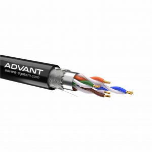 Кабель витая пара, экранированная S/FTP, категория 6a, 4 пары 4х2х0.57 (23 AWG), одножильный (solid), с разделителем, LSZH, –20°C – +75°C, Цвет Черный, оболочка LSZH. Соответствует стандарту пожарной безопасности IEC-60332-3-24. Упаковка 305 метров. / Advant ADV6a-S23LBK (305m) / Кабель витая пара, экранированная S/FTP, категория 6a, 4 пары 4х2х0.57 (23 AWG), одножильный (solid), с разделителем, LSZH, –20°C – +75°C, Цвет Черный, оболочка LSZH. Соответствует стандарту пожарной безопасности IEC-60332-3-24. Упаковка 305 метров.