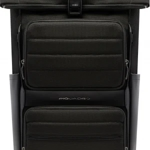 Рюкзак мужской Piquadro Oberon CA7280W150/N роллтоп черный нейлон/натур.кожа