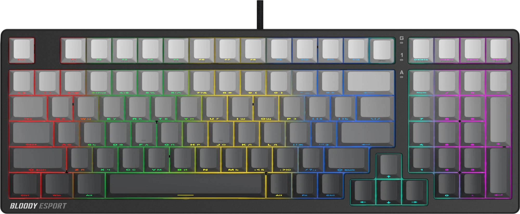 Клавиатура A4Tech MS98 PLUS механическая черный/серый USB for gamer LED