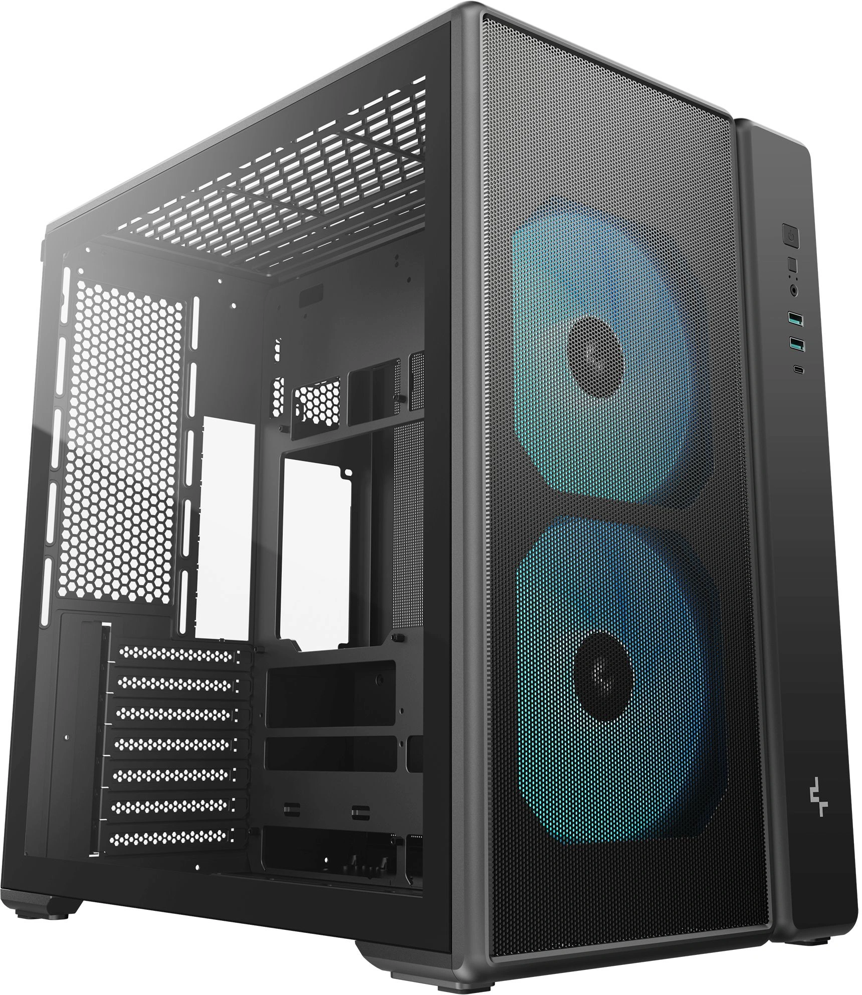Корпус Deepcool CG590 MESH 2F черный без БП ATX 11x120mm 2xUSB3.0 audio bott PSU