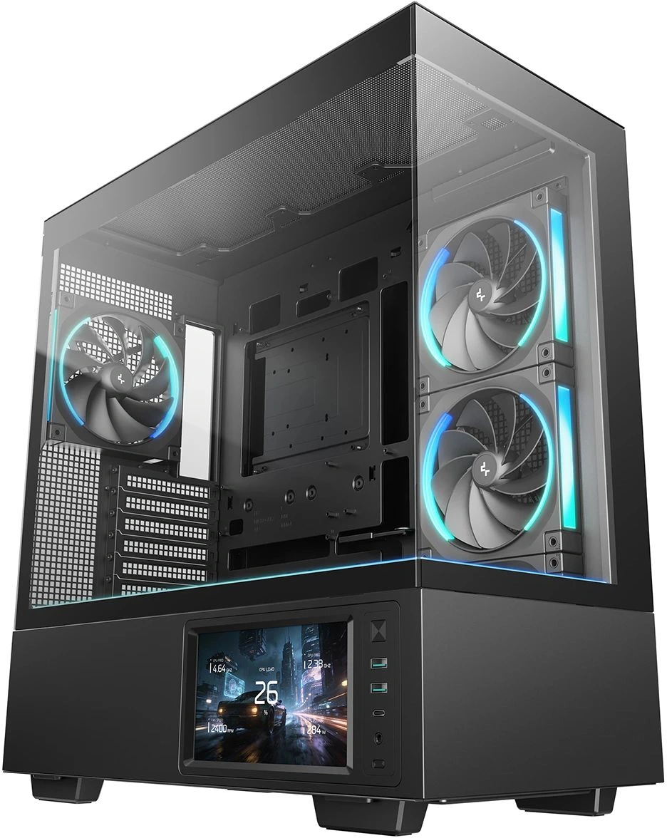 Корпус Deepcool CH690 LCD черный без БП ATX 10x120mm 10x140mm 2xUSB3.0 audio bott PSU