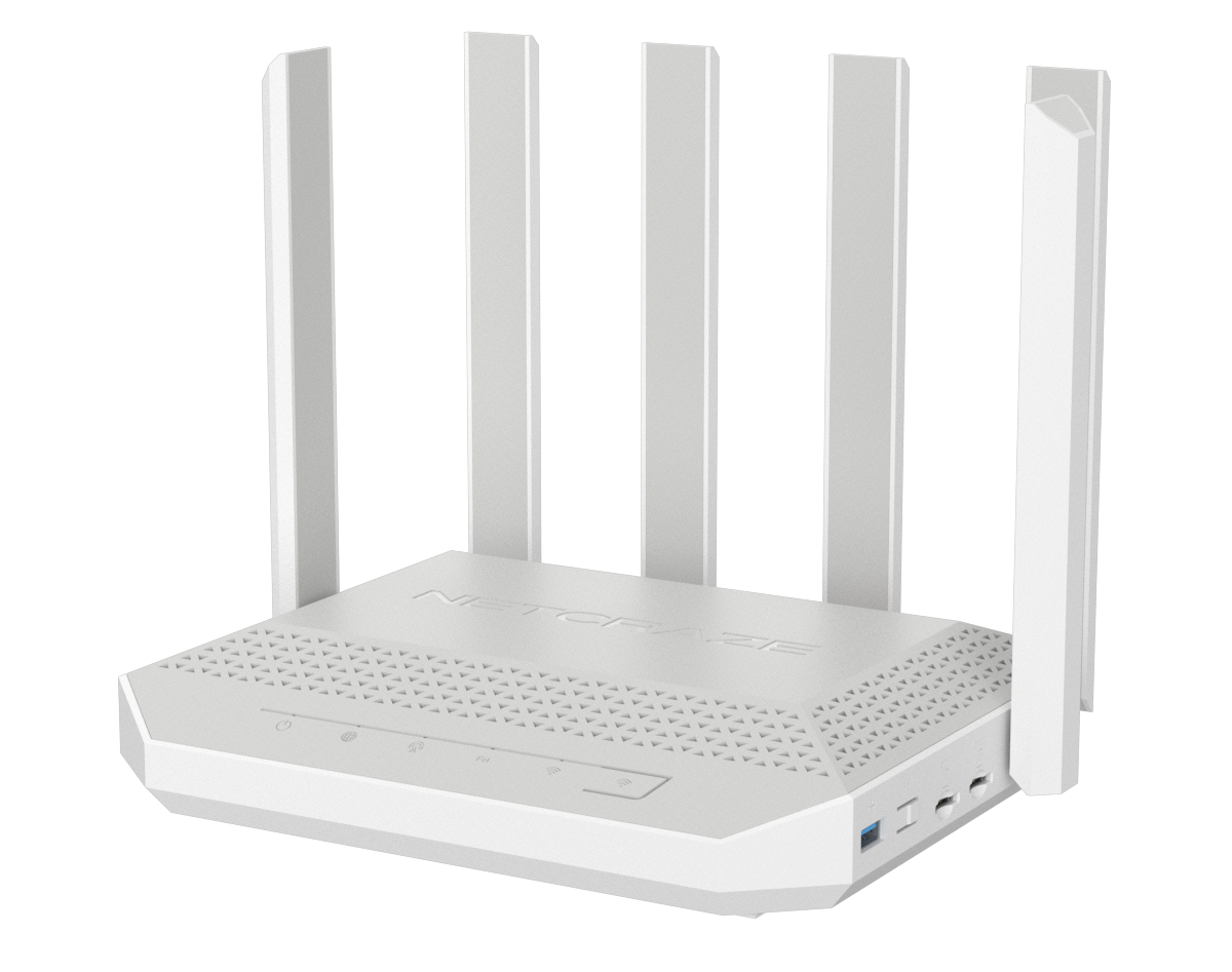 Маршрутизатор / Netcraze Netcraze Hero 5G (NC-4110) / Маршрутизатор/ Netcraze Hero 5G Мультигигабитный интернет-центр с модемом 5G, двумя слотами для SIM-карт, Mesh Wi-Fi 6 AX3000, Smart-коммутатором 1?2.5G и 4?1G, многофункциональными портами USB 3.0 и 2.0