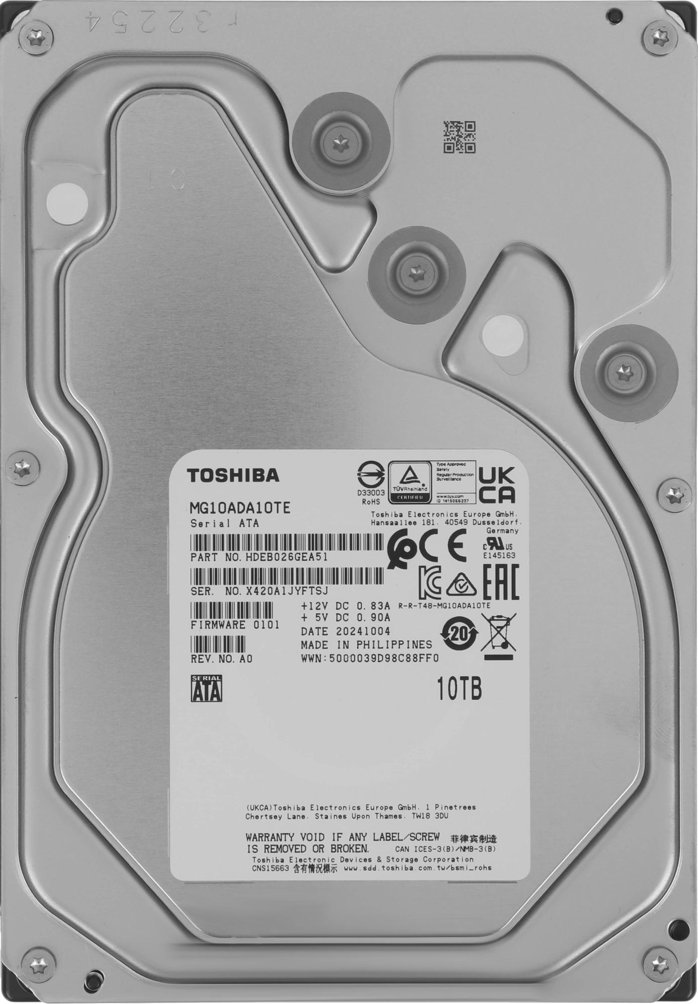 Жесткий диск / Toshiba MG10ADA10TE / Жесткий диск Toshiba SATA-III 10TB MG10ADA10TE Server Enterprise Capacity 512E (7200rpm) 512Mb 3.5"