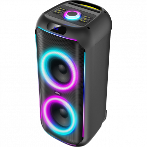 Акустическая система / RITMIX SP-770B / Акустическая система/ Колонки RITMIX SP-770B (8" + 8" + 2,5`` твиттер, Bluetooth, FM-радио, RGB-подсветка, AUX, USB, microSD (до 32 Гб, MP3), дисплей LED, до 6 часов, вход Jack 6.3 мм, Jack 3.5 мм, USB, 3600 мАч, 3.7 В, USB Type-C, 5В, 77 x 33 x 34,7 см, пластик, черный)