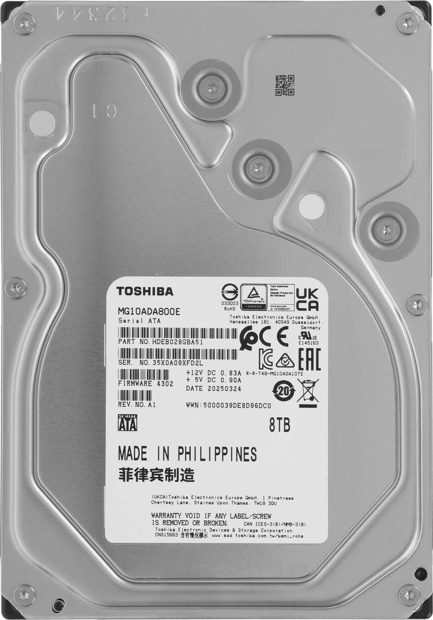 Жесткий диск / Toshiba MG10ADA800E / Жесткий диск Toshiba SATA-III 8TB MG10ADA800E Server Enterprise Capacity 512E (7200rpm) 512Mb 3.5"